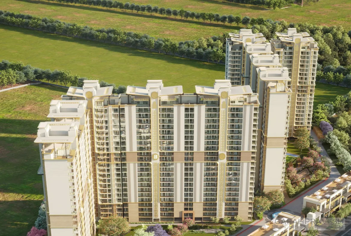 Panoramic city views from expansive balcony of duplex penthouse in Affinity Belgravia, Zirakpu