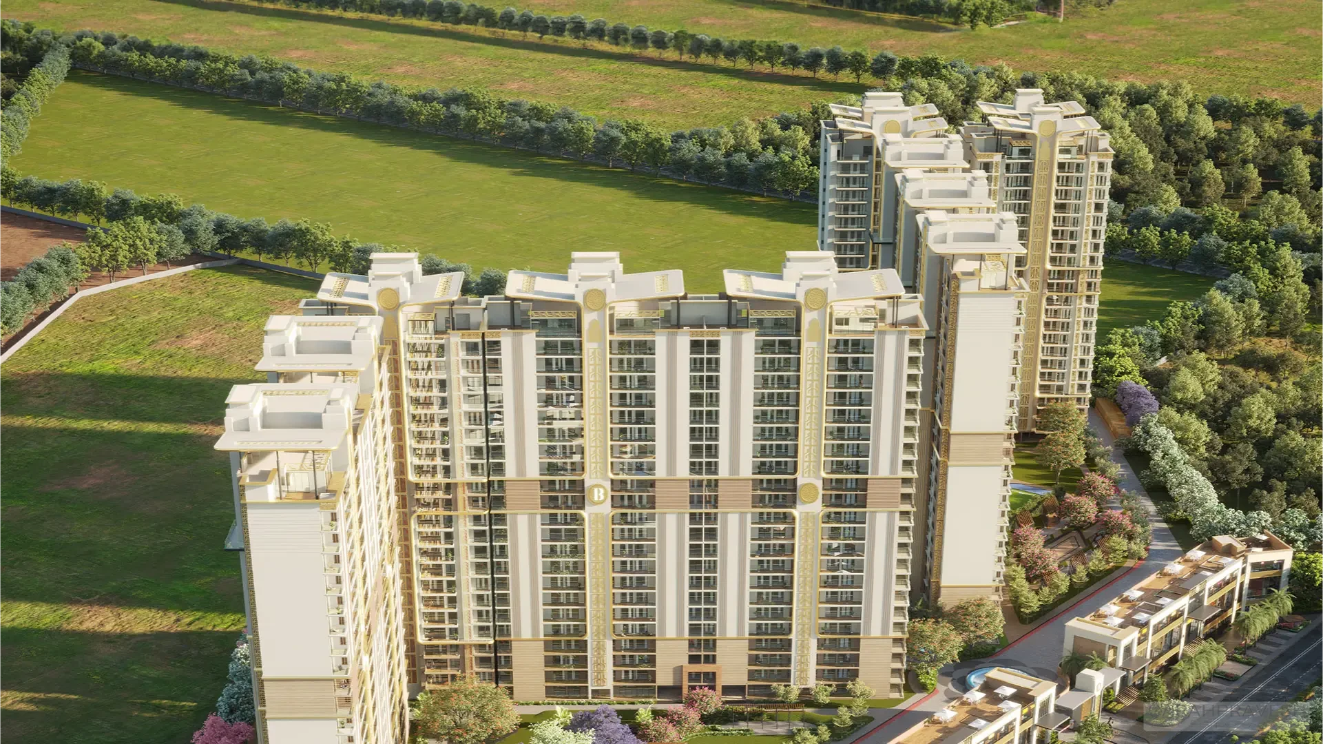 Panoramic city views from expansive balcony of duplex penthouse in Affinity Belgravia, Zirakpu