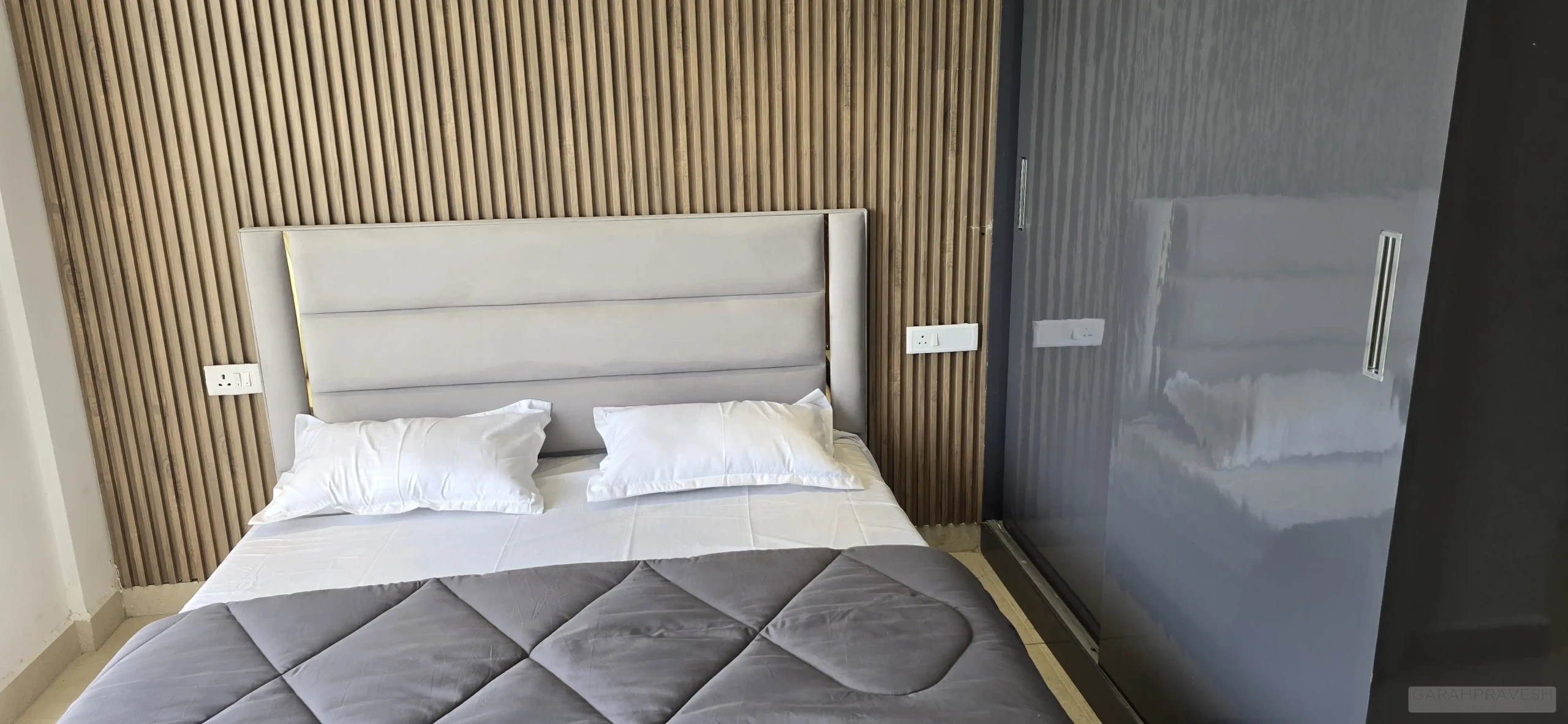 Stylish office furniture and comfortable bed in Zirakpur SOHO rental near PR7 Airport Road