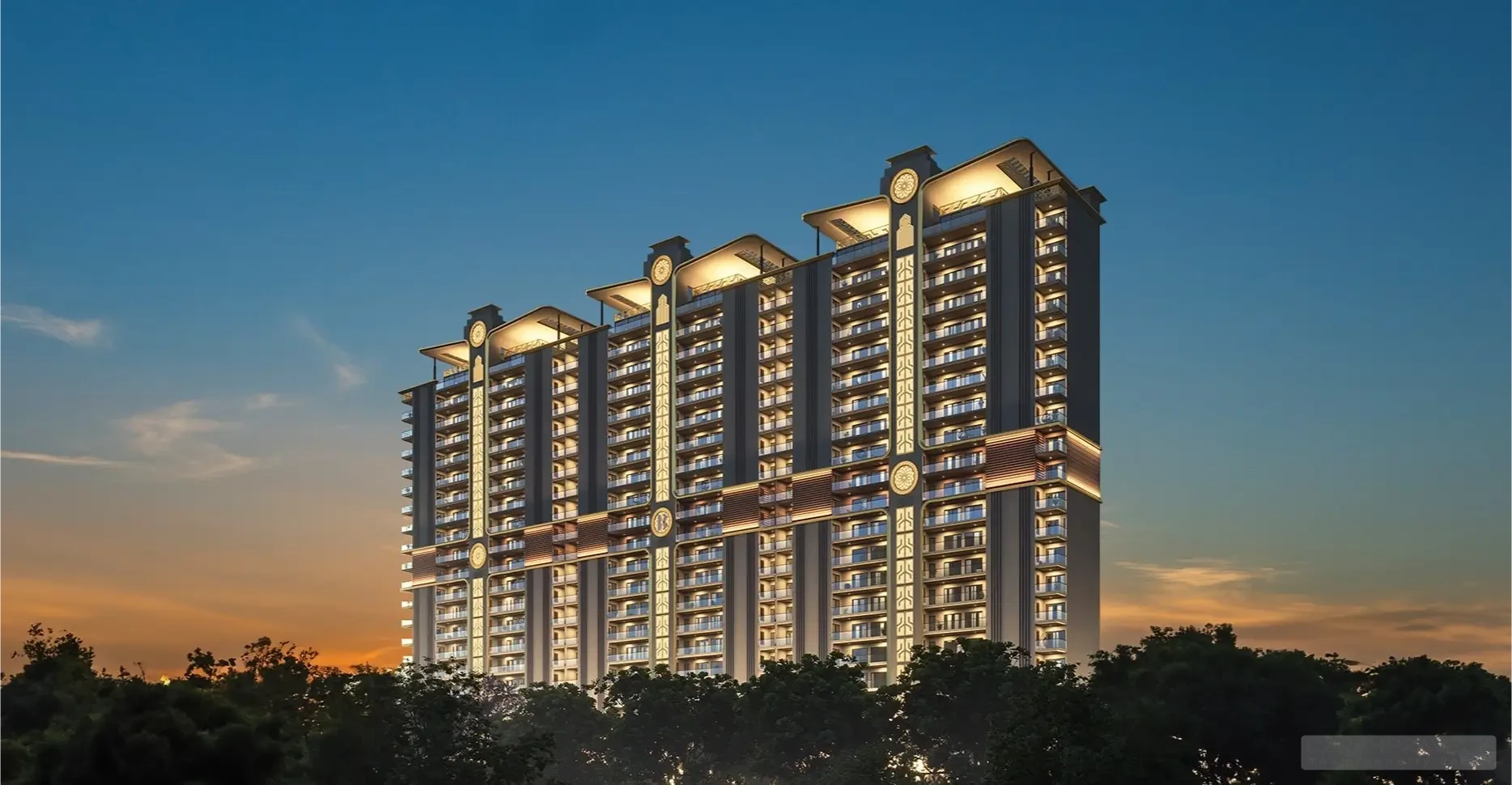 Panoramic city views from expansive balcony of duplex penthouse in Affinity Belgravia, Zirakpu