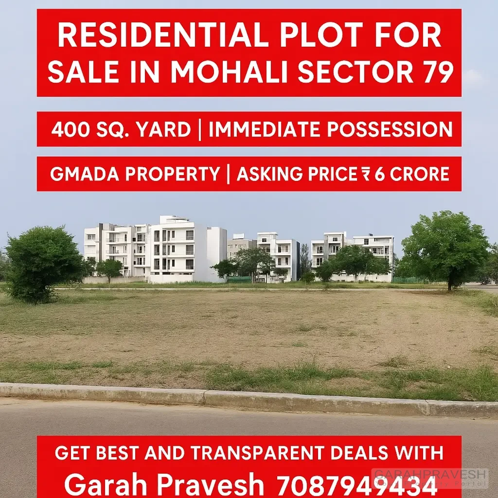 Residential Plot for Sale in Sector 79 Mohali – 400 Sq. Yards, GMADA Approved, Prime Location, Contact Garah Pravesh