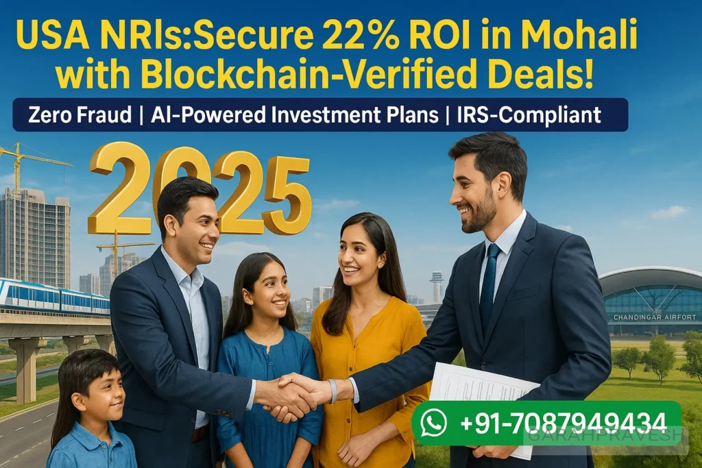 2025 guide for USA NRIs investing in Mohali/Zirakpur properties with 22% ROI, blockchain security & tax benefits