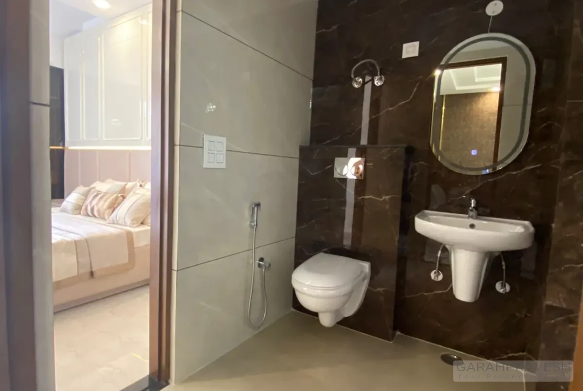Contemporary bathroom fittings in Motia Aero Greens 3BHK flat