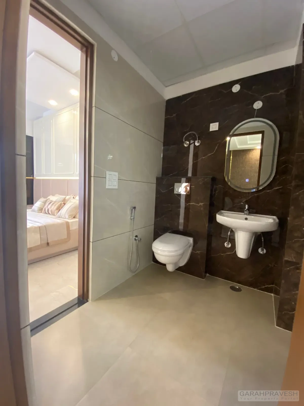 Contemporary bathroom fittings in Motia Aero Greens 3BHK flat