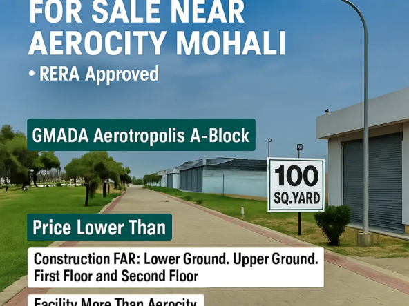 Commercial plot for sale near Aerocity Mohali in GMADA Aerotropolis A-block – 100 sq yard gated society plot with FAR and investment benefits