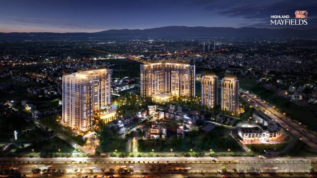 Luxury 3 and 4 BHK flats at Highland Mayfield Mohali on Airport Road with rooftop amenities and premium design