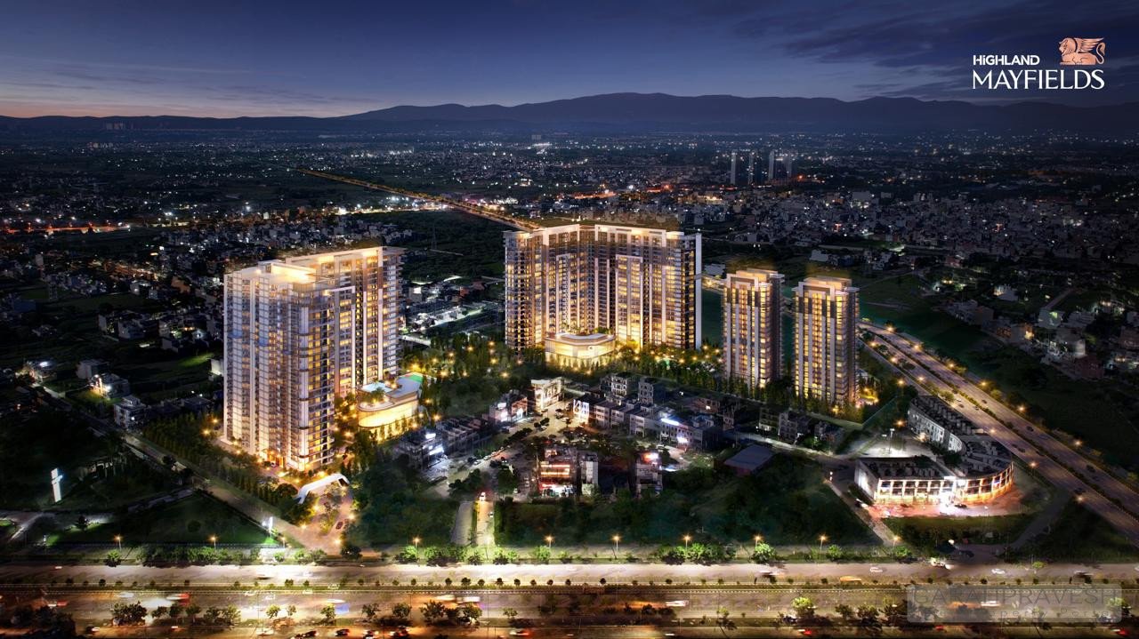 Luxury 3 and 4 BHK flats at Highland Mayfield Mohali on Airport Road with rooftop amenities and premium design