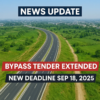 Aerial view of Zirakpur-Panchkula six-lane bypass project, NHAI extends tender deadline to September 18, 2025, modern highway with green surroundings and city skyline.