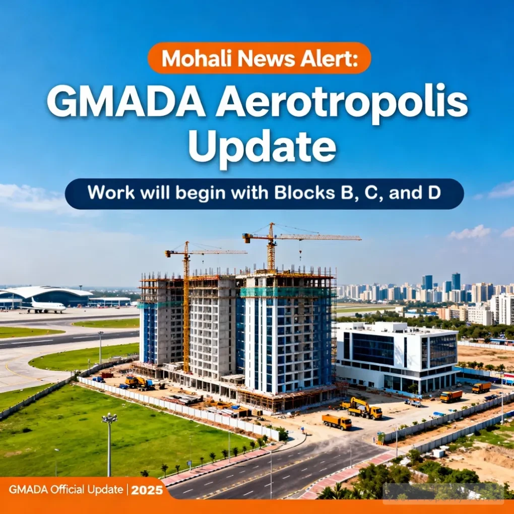 GMADA Aerotropolis Project Mohali near Chandigarh Airport with 509 crore tender update, residential and commercial plots on Zirakpur-Banur Road