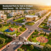 Aerial view of RERA-approved residential plots for sale in Zirakpur showcasing 100–500 gaz gated society layout with wide roads, green parks, clubhouse, CCTV security, and modern township amenities.