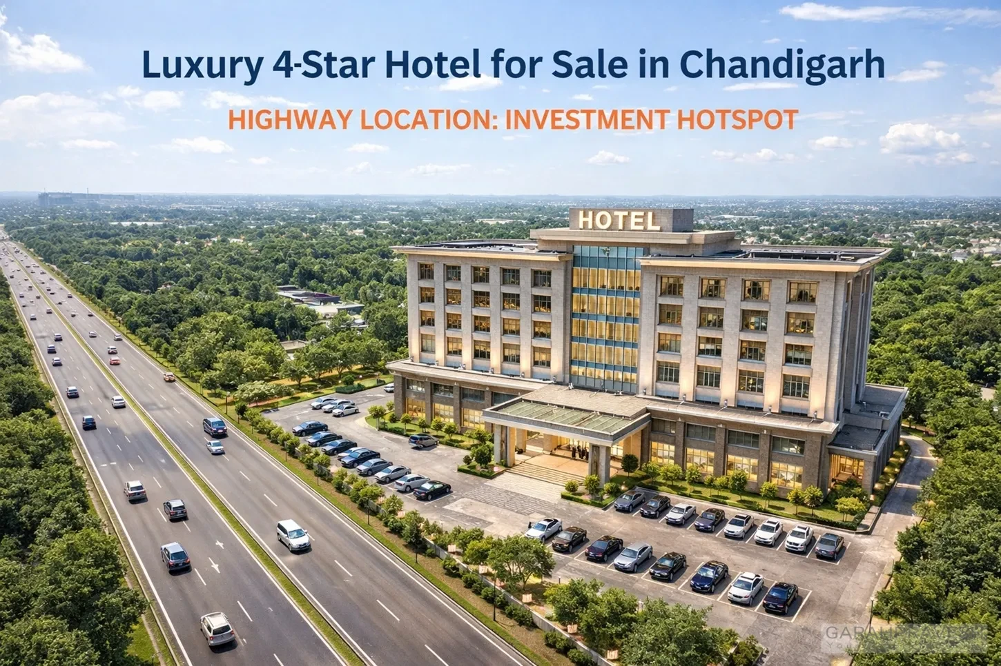 “Running 4 star hotel for sale in Chandigarh with 60+ rooms, highway location, large parking and banquet facilities – premium hospitality investment property.”