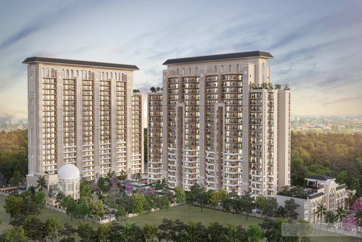 Luxury 3 BHK and 3.5 BHK flats for sale in The Lutyens Mohali with modern tropical architecture and premium amenities