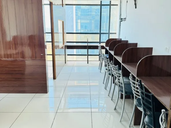 Premium furnished office space for sale in Tricity Trade Tower Zirakpur, 816 sq ft ready-to-move commercial office with workstations, parking and NH connectivity