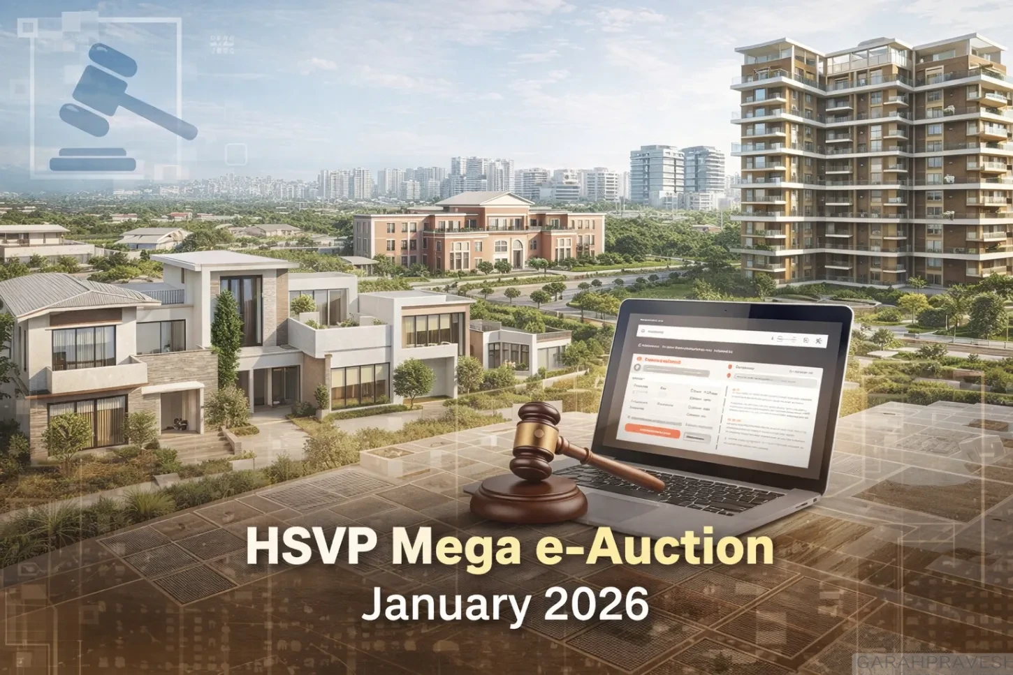HSVP Mega e-Auction January 2026 featuring residential, commercial and institutional properties across Haryana