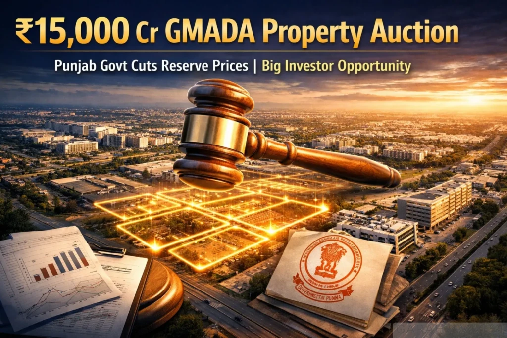Punjab government launches ₹15,000 crore GMADA property auction in Mohali after reserve price cut, covering commercial, residential and industrial plots.