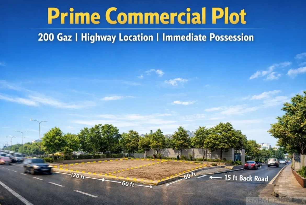 200 Gaz commercial pair plot for sale in Zirakpur near Chandigarh Ambala Highway, 15x60 + 15x60 both-side open plot with wide front road and 15 ft back road