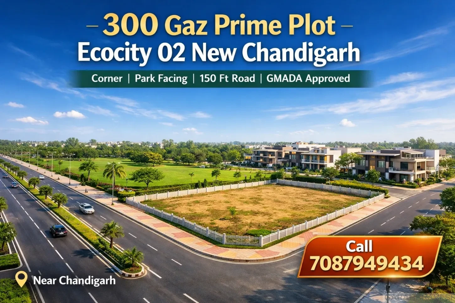 300 gaz GMADA approved corner plot for sale in Ecocity 02 New Chandigarh, park facing, 150 feet road, near Chandigarh, ready to move residential plot