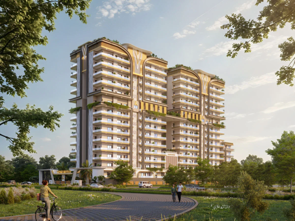 3 BHK luxury apartment for sale in Twin Towers Zirakpur by Aarv Group on High Ground Road with premium amenities and modern high-rise design