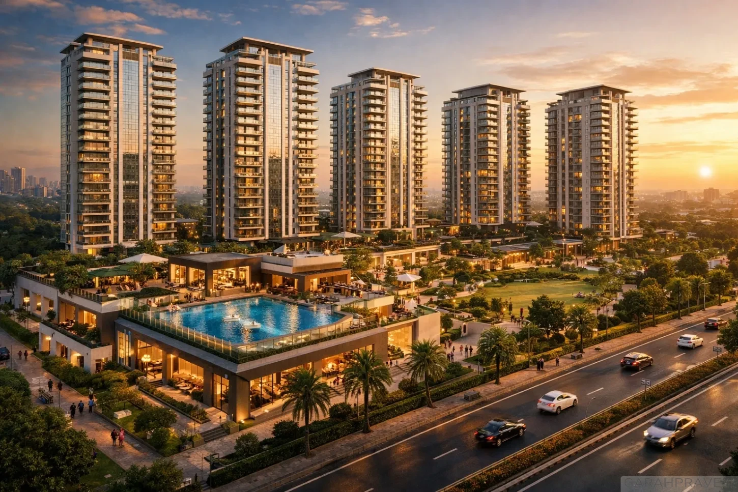 Luxury 3 BHK, 3+1 BHK and 4 BHK apartments at Genesis Heights Zirakpur near Ambala Chandigarh Highway with rooftop pool and premium amenities