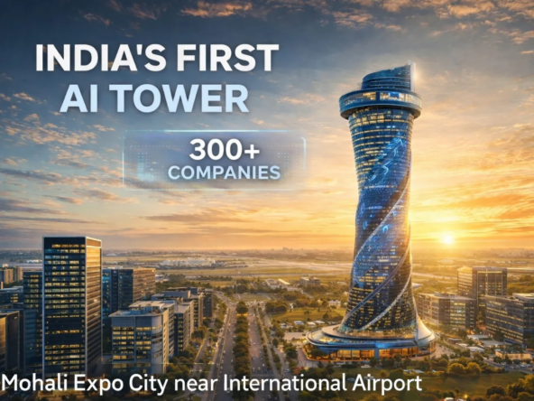 India’s First AI Tower in Mohali Expo City near Chandigarh International Airport with 300 companies and futuristic commercial skyline