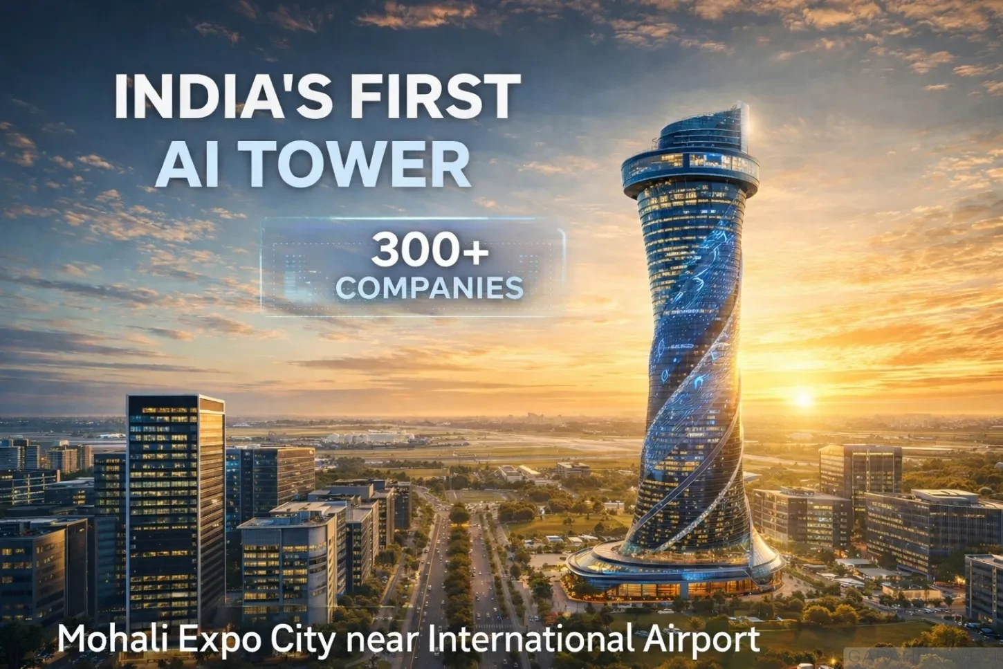 India’s First AI Tower in Mohali Expo City near Chandigarh International Airport with 300 companies and futuristic commercial skyline