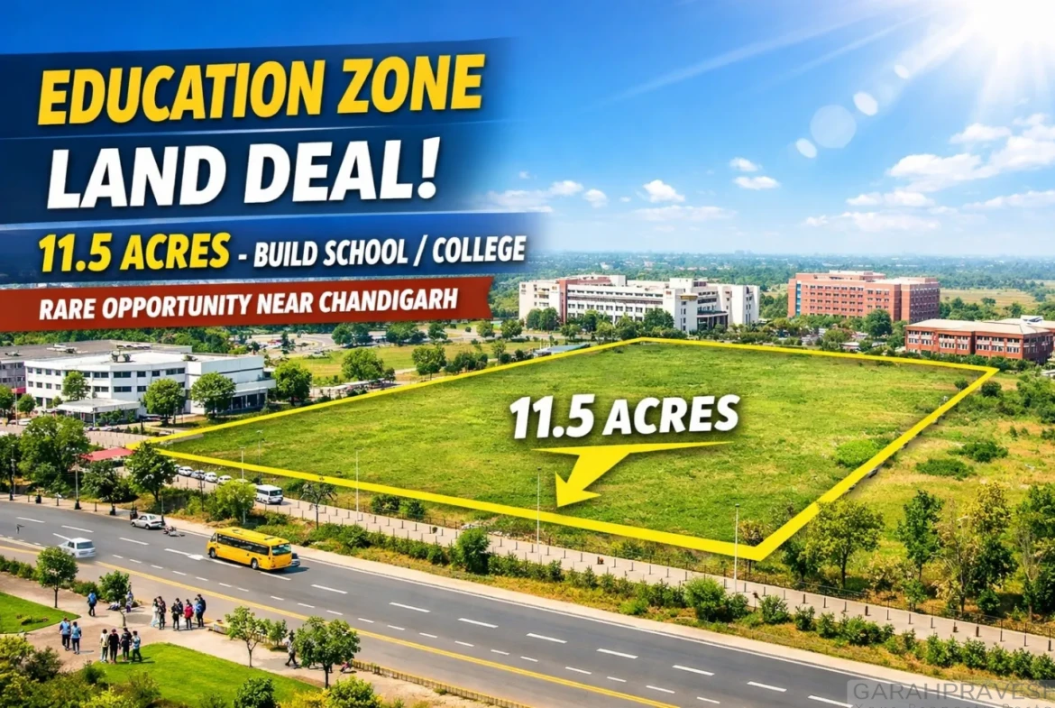 11.5 acres education zone land for sale in Lalru near Chandigarh ideal for school college campus institutional project