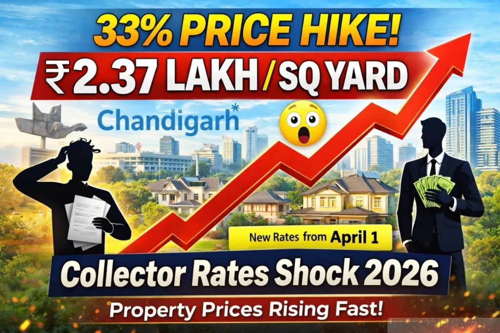 Chandigarh collector rate hike 2026 showing 33 percent increase to ₹2.37 lakh per square yard with impact on property prices in Tricity real estate market