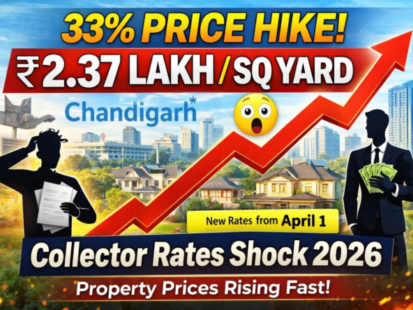 Chandigarh collector rate hike 2026 showing 33 percent increase to ₹2.37 lakh per square yard with impact on property prices in Tricity real estate market