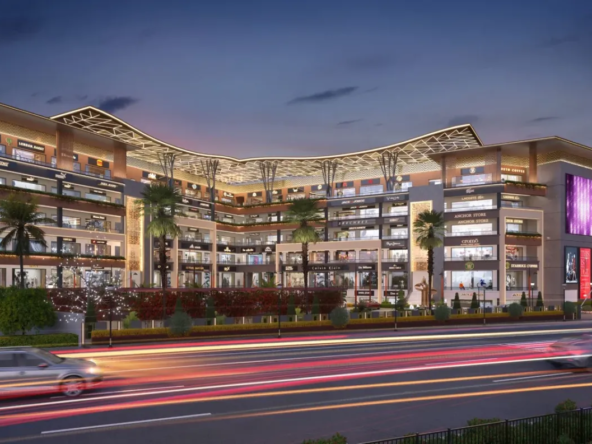 Premium commercial showrooms for sale in Grand Emporio Mohali Aerocity PR7 high street retail project with luxury facade and high visibility