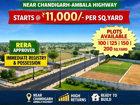Affordable residential plots in Lalru near Chandigarh-Ambala Highway starting at ₹11000 per sq yard with immediate registry and possession