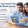 AI-powered Vastu calculator showing combined report with floor plan analysis, numerology match, and instant Vastu score on a modern dashboard