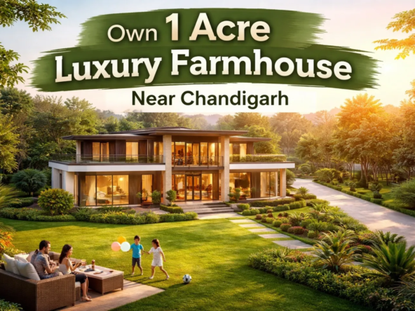 Luxury 1 acre farmhouse near Chandigarh with lush greenery and gated township living