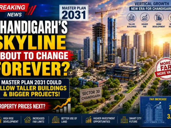 Chandigarh Master Plan 2031 update showing taller buildings, vertical growth, and future real estate development in Sector 30 and Tricity.