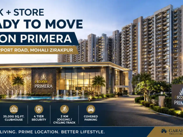 2BHK + Store ready-to-move flat at Escon Primera PR7 Airport Road Mohali Zirakpur with high-rise towers, clubhouse and modern lifestyle amenities | Garah Pravesh
