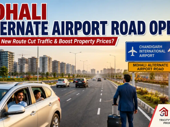 Mohali Alternate Airport Road partially opened in 2026 showing the new 8.5 km corridor improving airport connectivity, reducing traffic congestion, and supporting real estate growth in Mohali