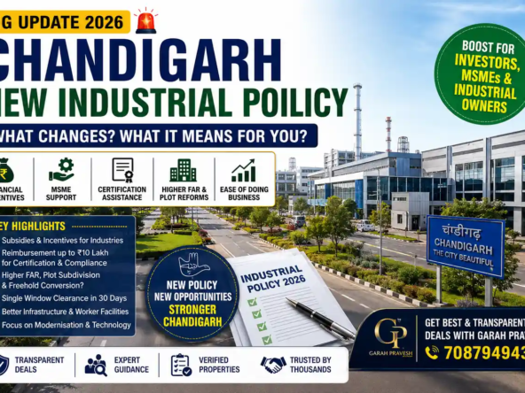 Chandigarh New Industrial Policy 2026 featuring industrial investment, MSME incentives, certification assistance, higher FAR and industrial plot reforms